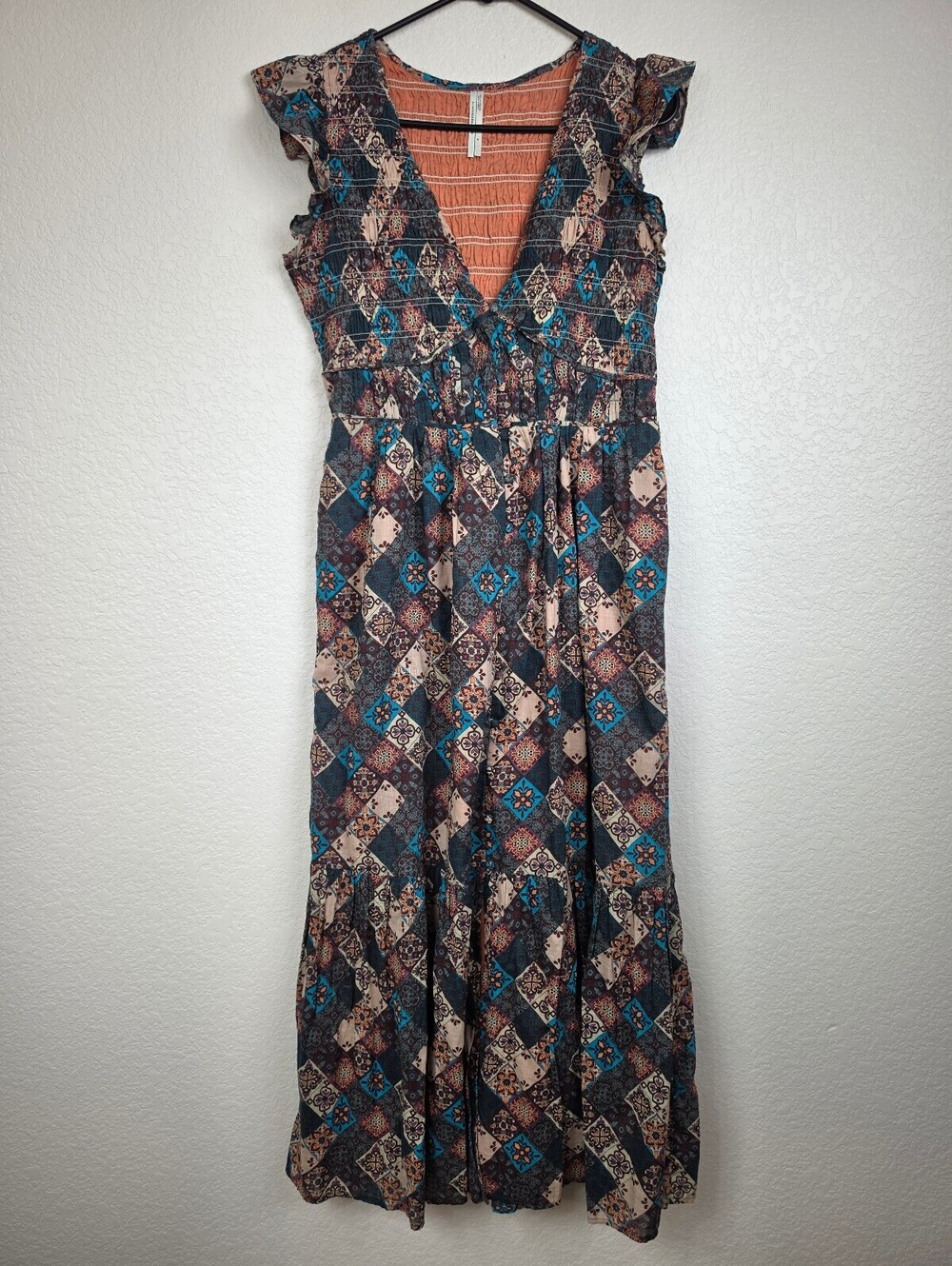 Anthropologie Bohemian Patchwork Print Maxi Dress